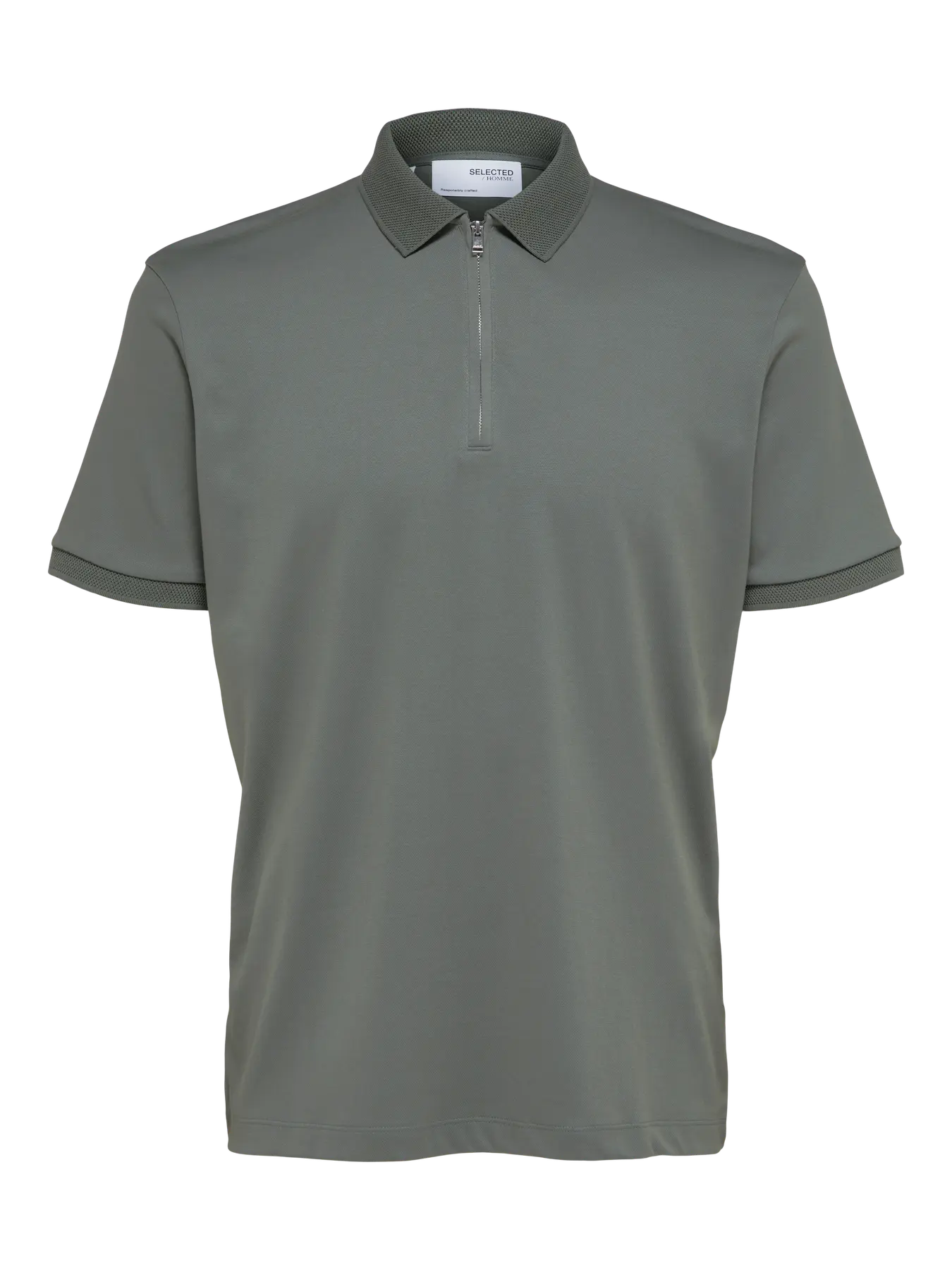 Selected Fave ZIP Polo Agave Green