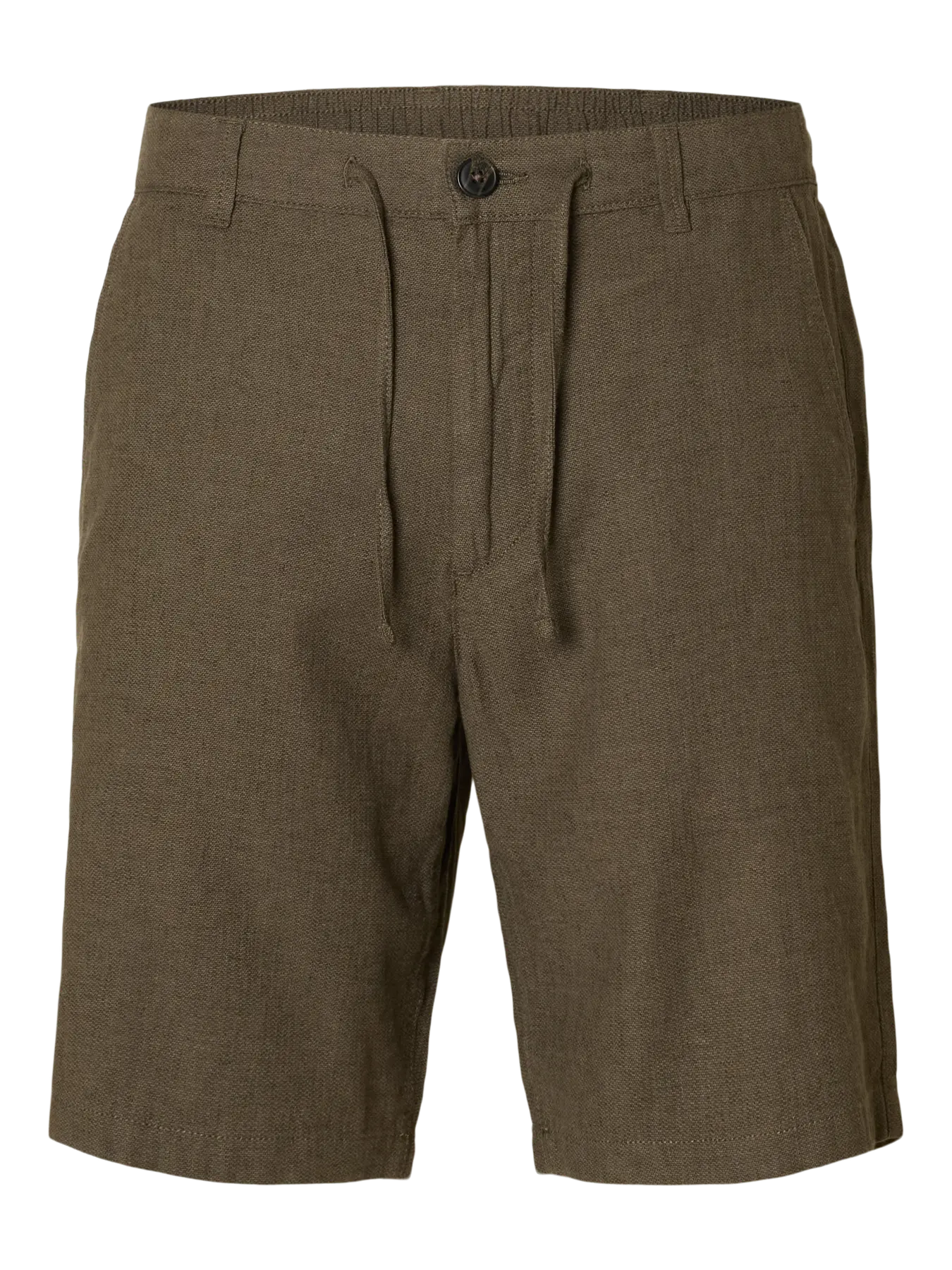 Selected Brody Leinen Shorts Forest Night