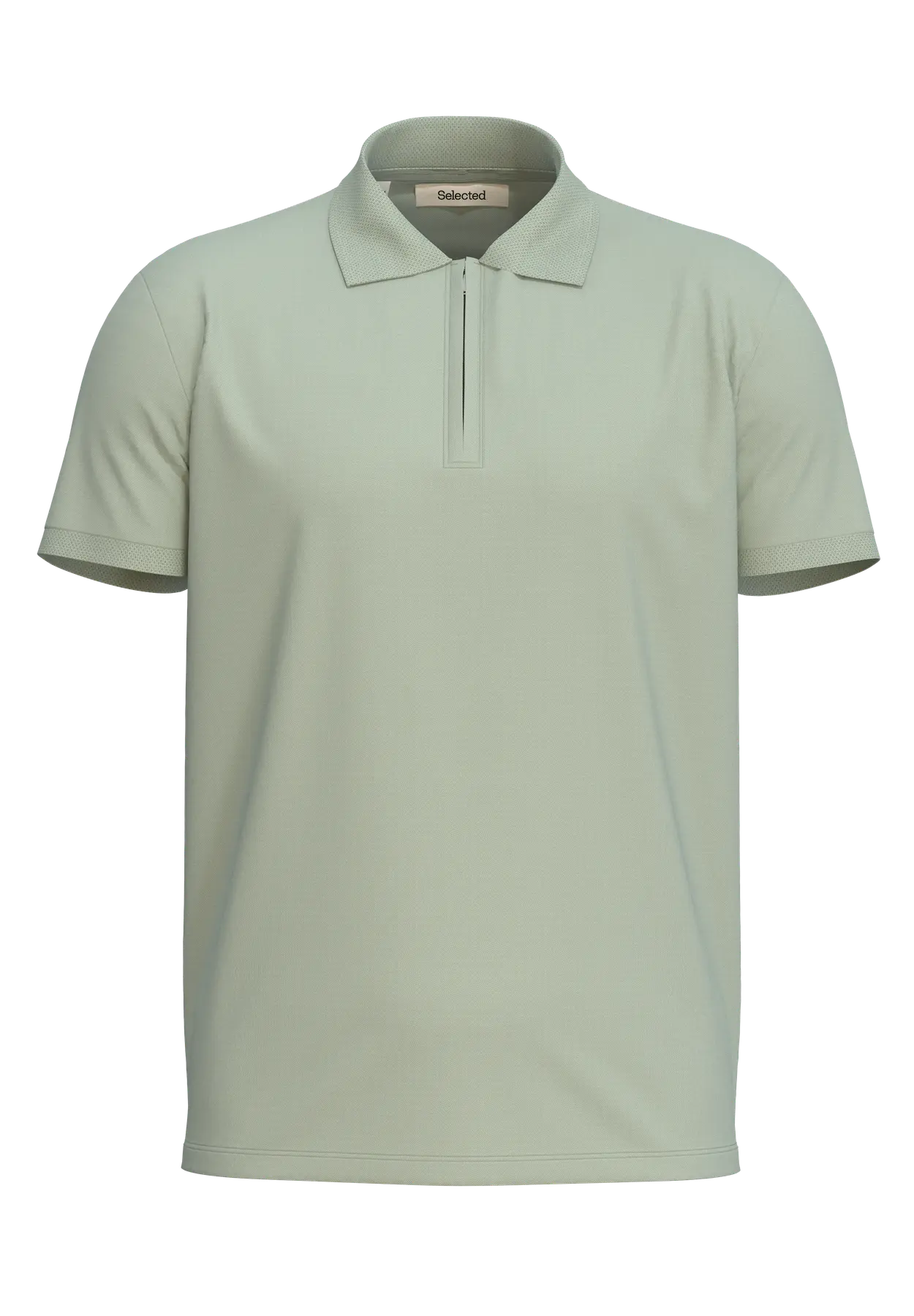 Selected fave Zip Polo Aqua Gray