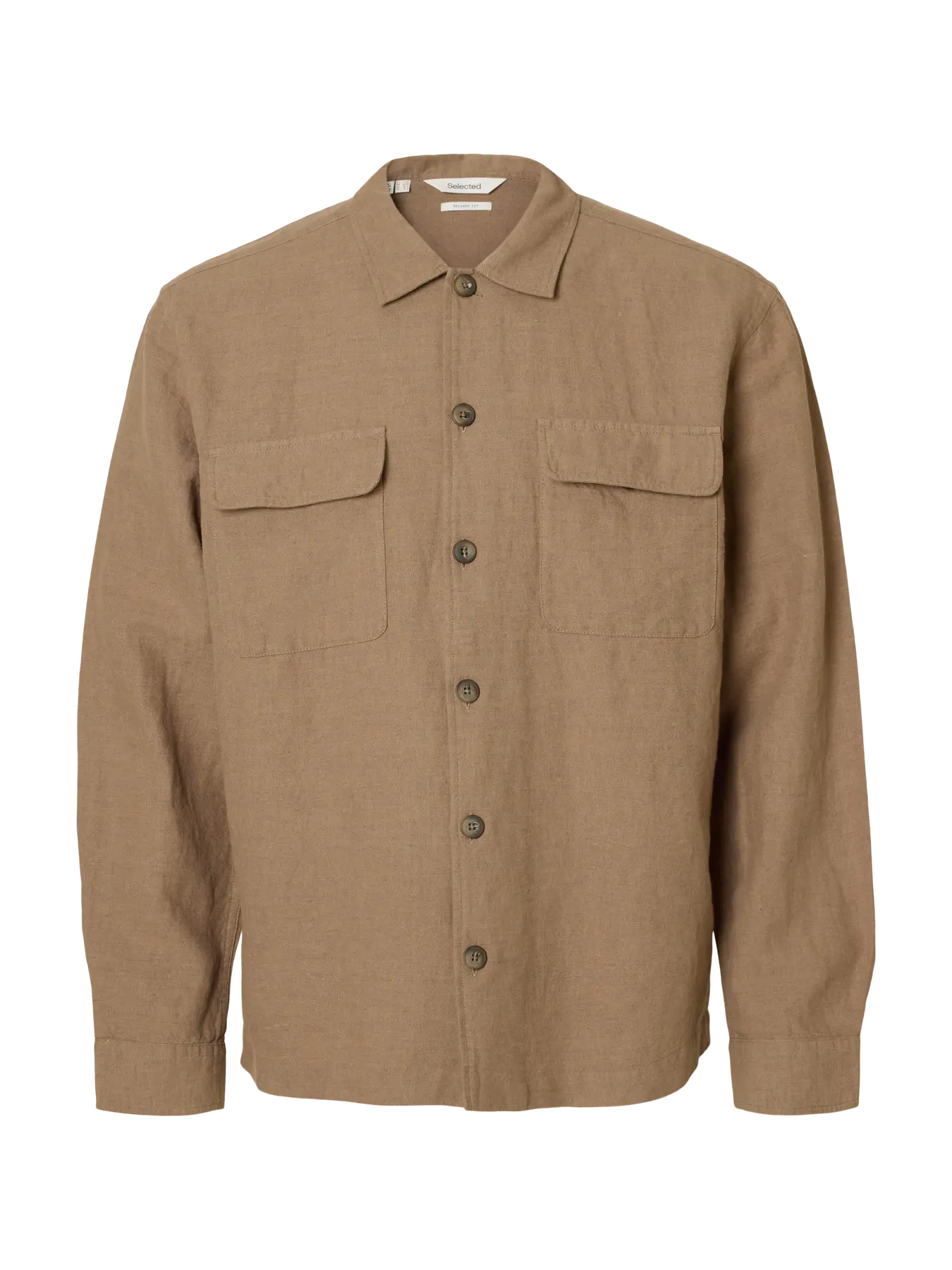 Selected Leroy Leinen Overshirt caribou