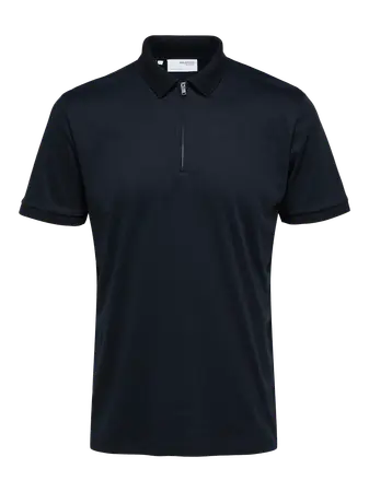 Selected Fave Zip Polo Sky Captain