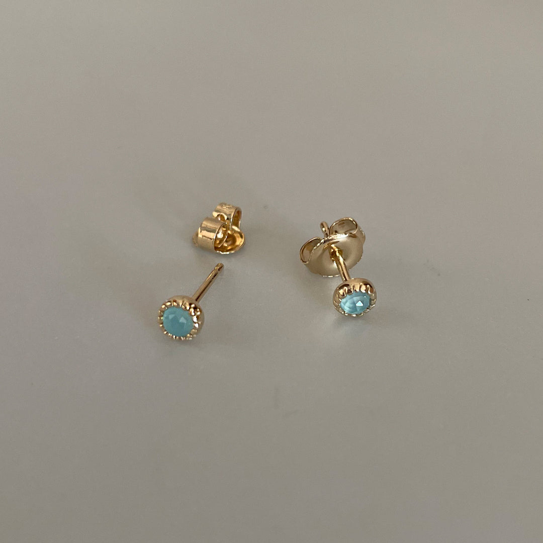 Epic Ocean Studs Auqa Chalcedon