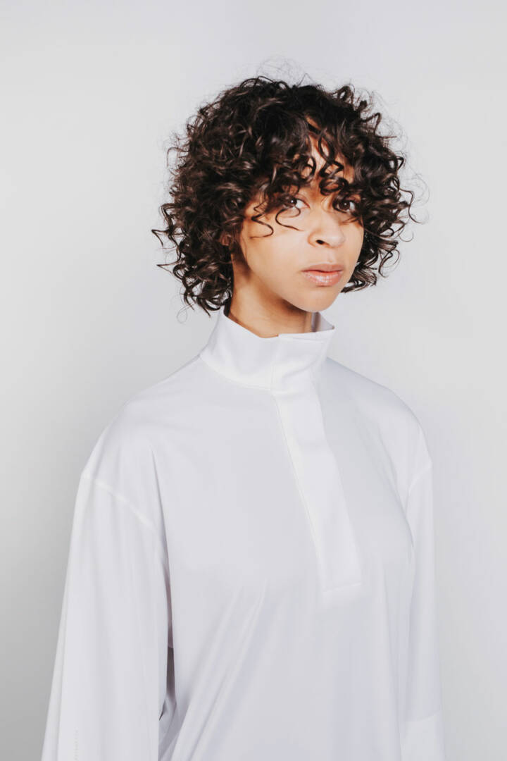 Deep white black placket shirt