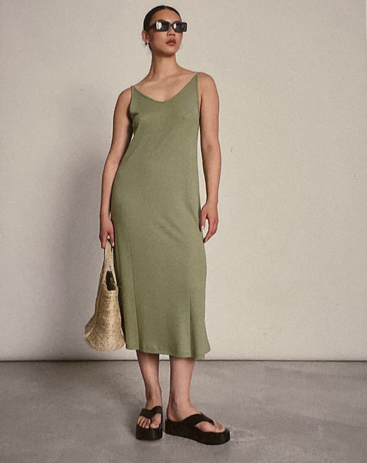 JAN NJUNE MIDI Dress Triangle Pale olive