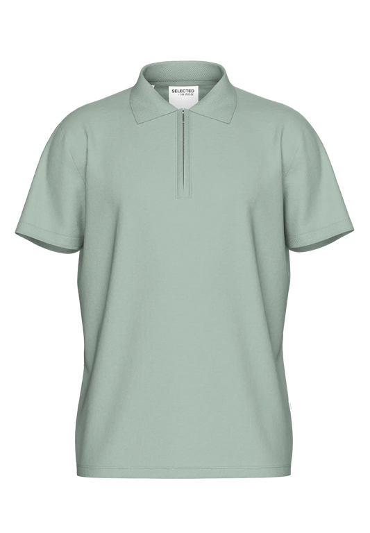 Selected fave ZIP Polo Iceberg Green
