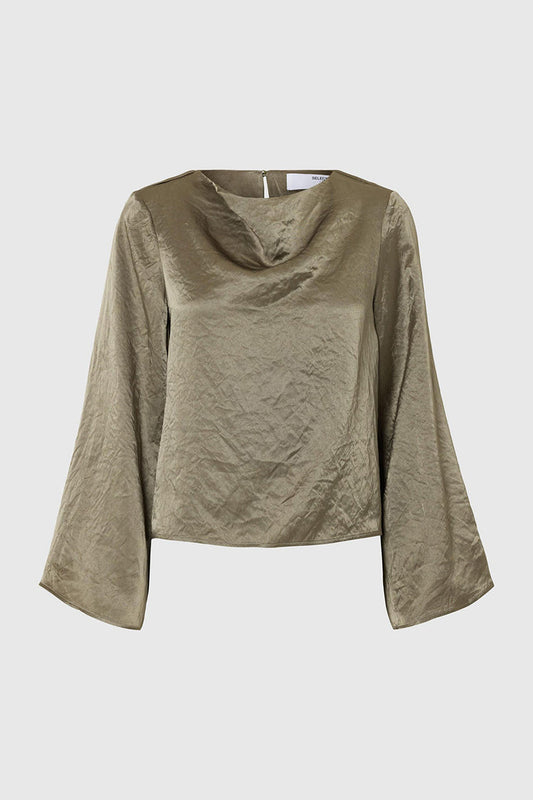 Selected Selene Neckline Top Vetivier