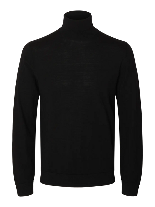 Selected Tray Merino Rollkragenpullover schwarz