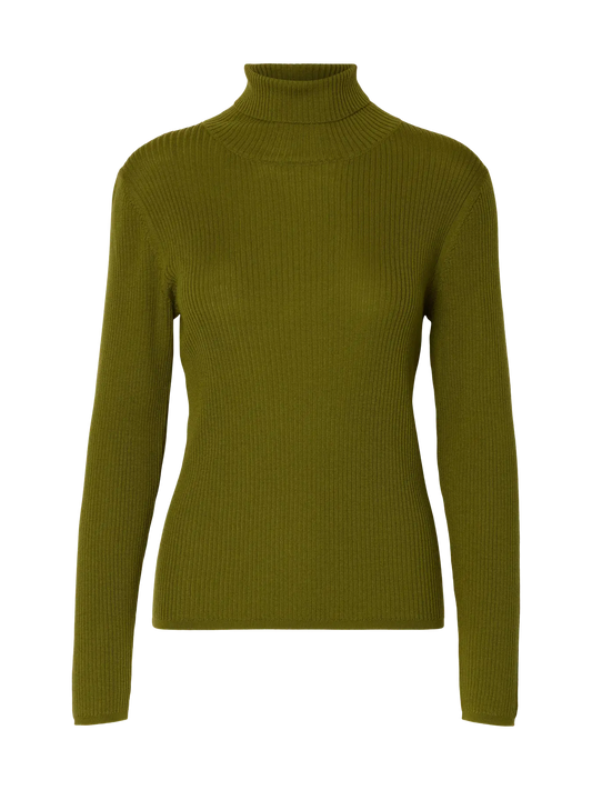 Selected Thea Merino Wool Roll Neck Avocado