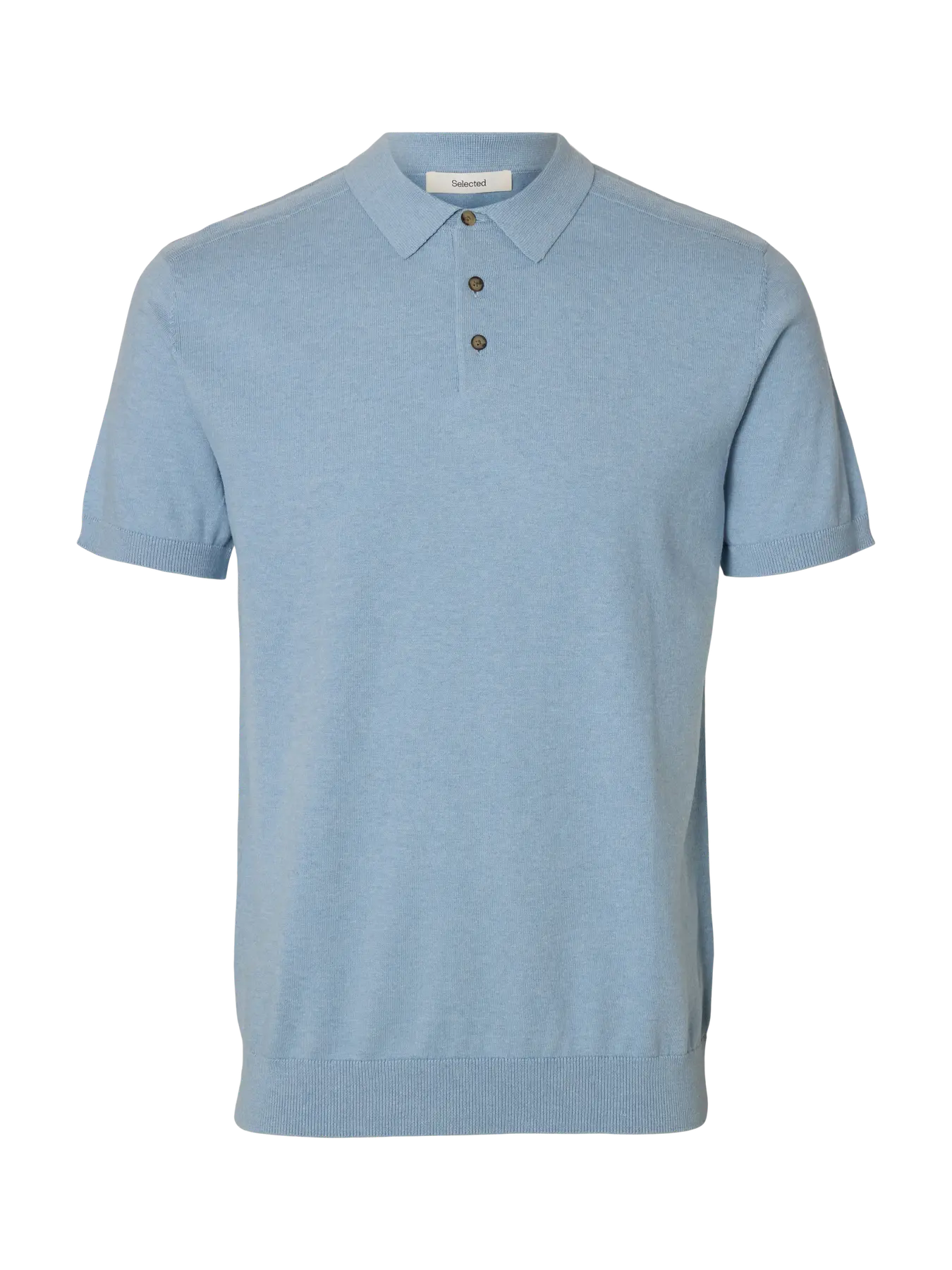 Selected Berg Knit Polo dusty Blue
