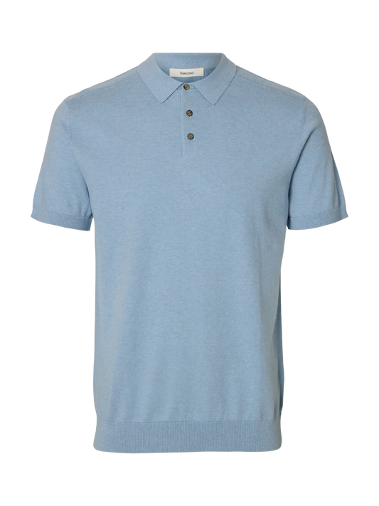 Selected Berg Knit Polo dusty Blue