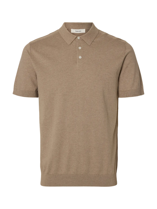 Selected Berg Knit Polo Savannah Tan