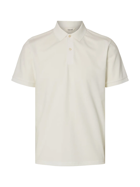 Selected Fave Button Poloshirt Cloud dancer