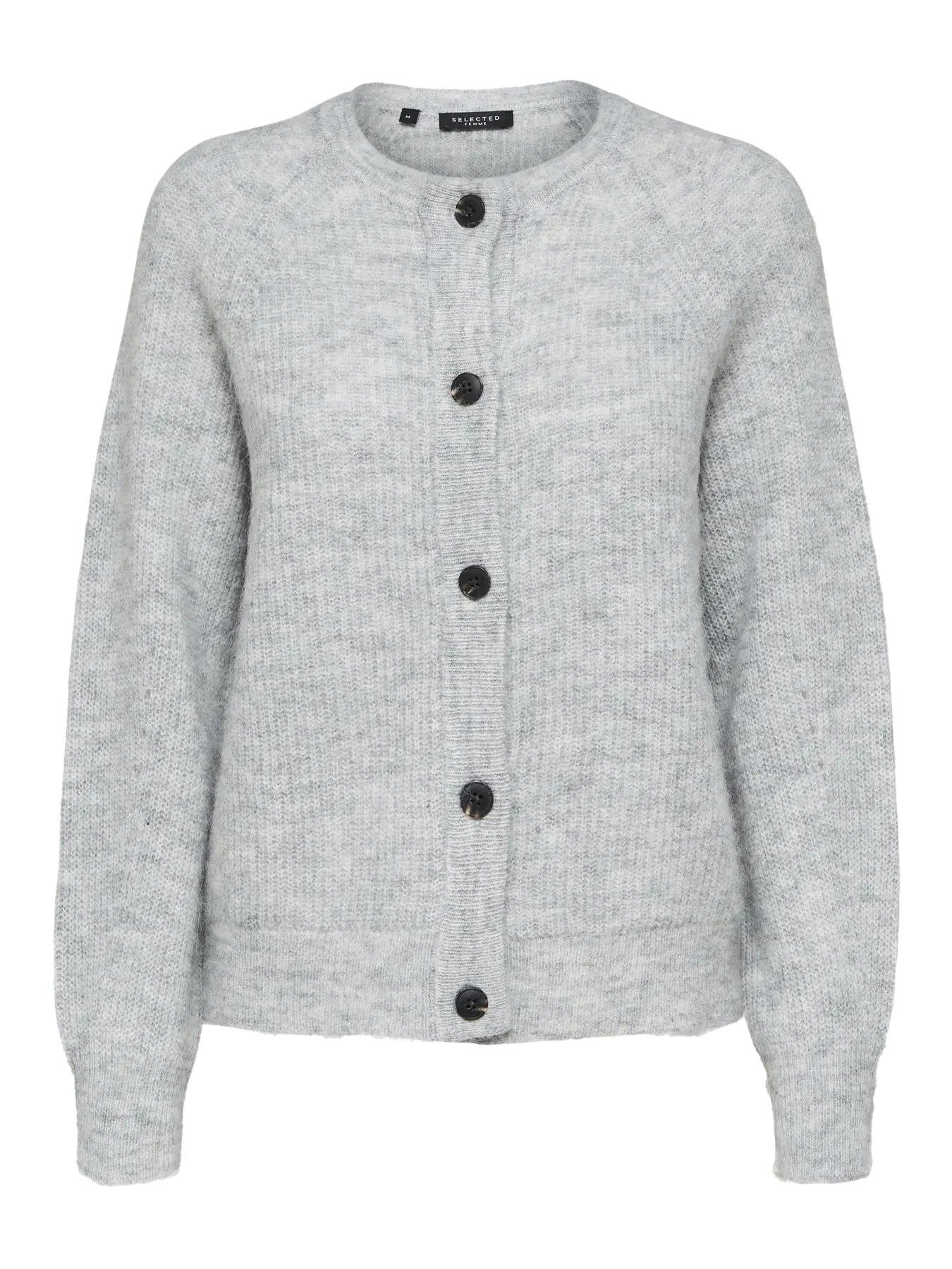 Selected Lulu Knit Cardigan Light Grey