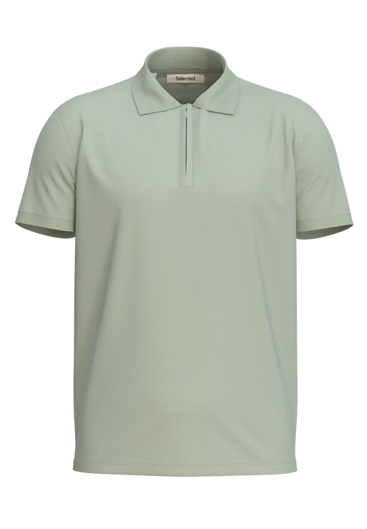 Selected fave Zip Polo Aqua Gray