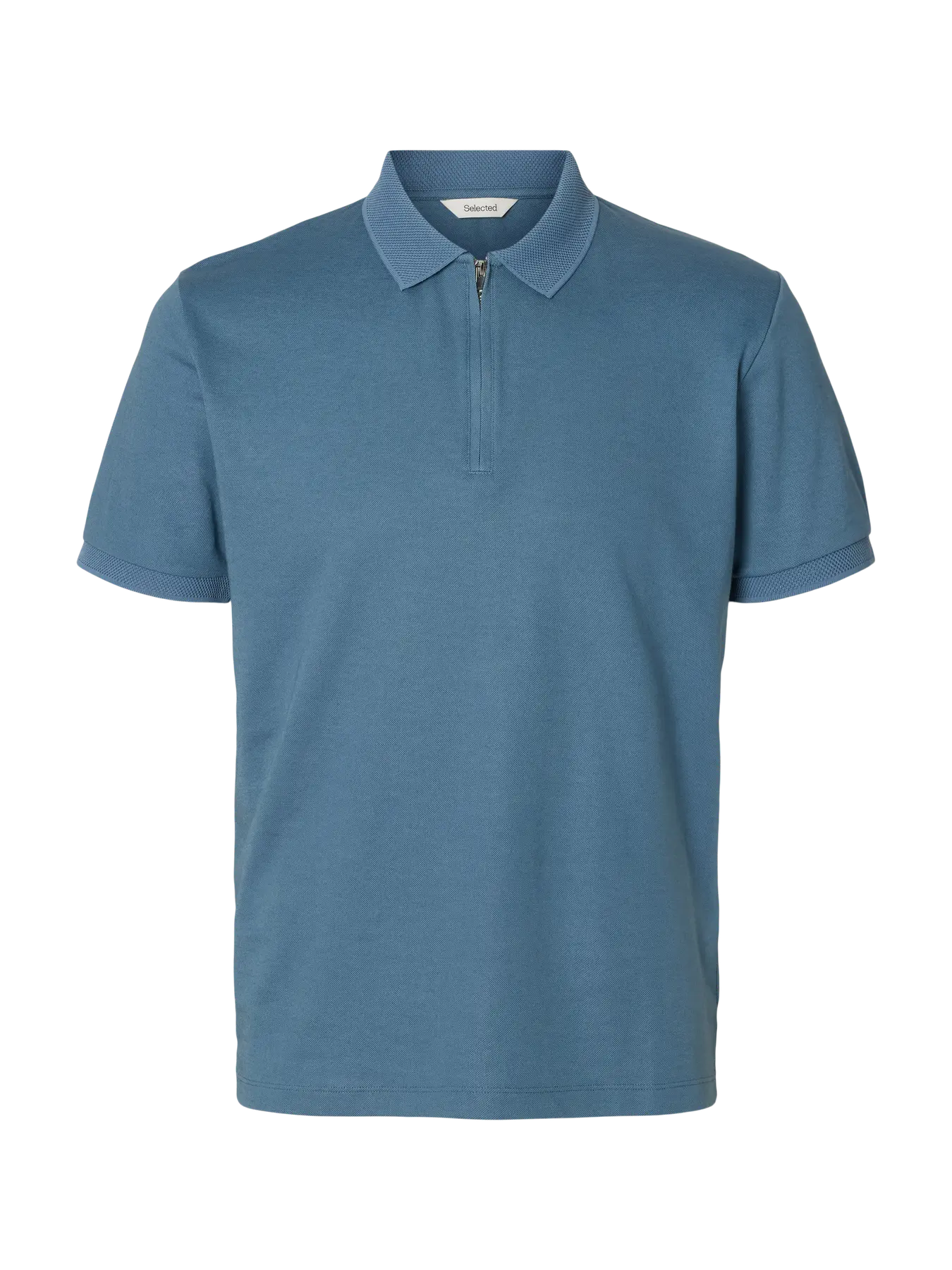 Selected Fave Zip Polo Blue Mirage