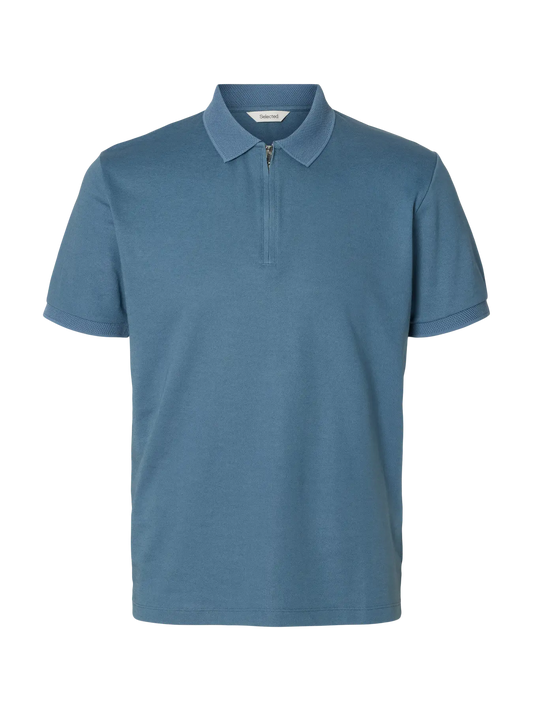 Selected Fave Zip Polo Blue Mirage