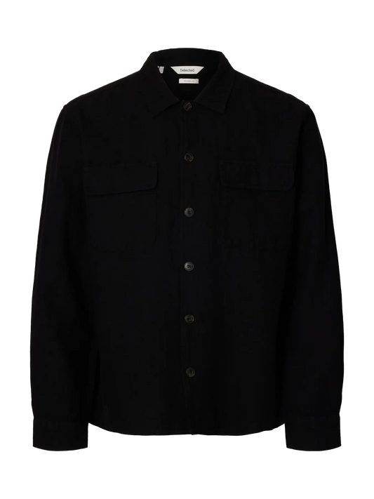 Selected Leroy Leinen Overshirt black