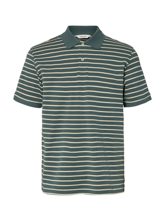 Selected Dean Stripe Polo Green