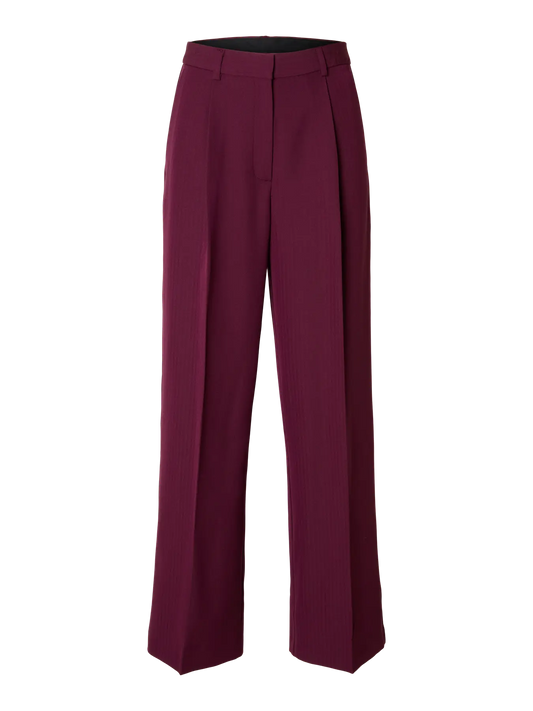 Selected Fedora Wide Pants Fig/Herringbon