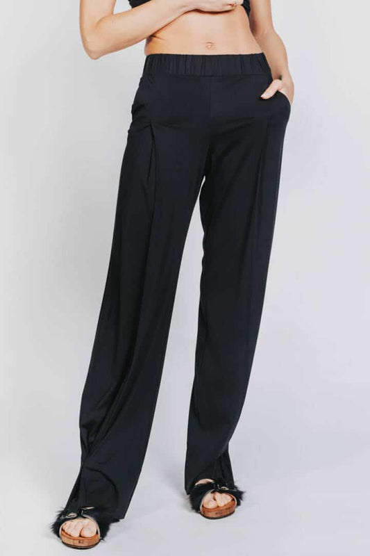 Deep white black pleat trousers